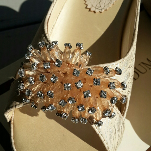 Pierre Dumas Beaded Accent Chunky Slip-on Wedges - Picture 9 of 16